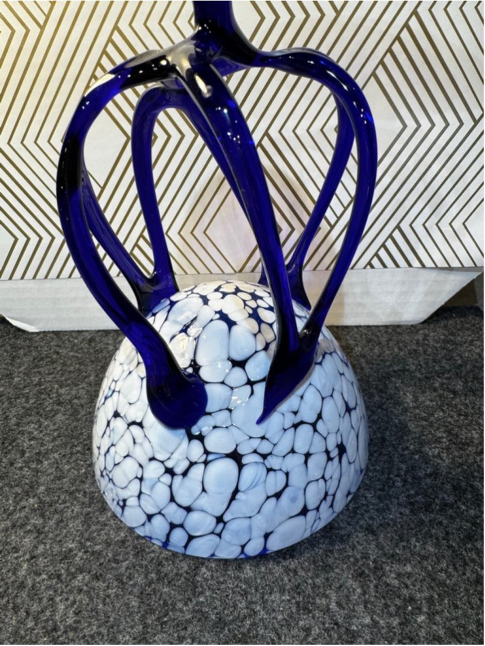 Vintage Jozefina Krasnoyarsk Octopus Cobalt Blue Bowl - Picture 6 of 8